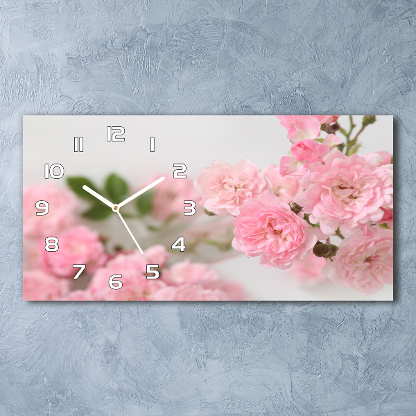 Horizontal wall clock Wild roses