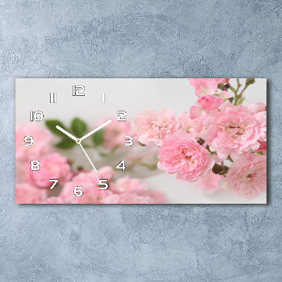 Horizontal wall clock Wild roses