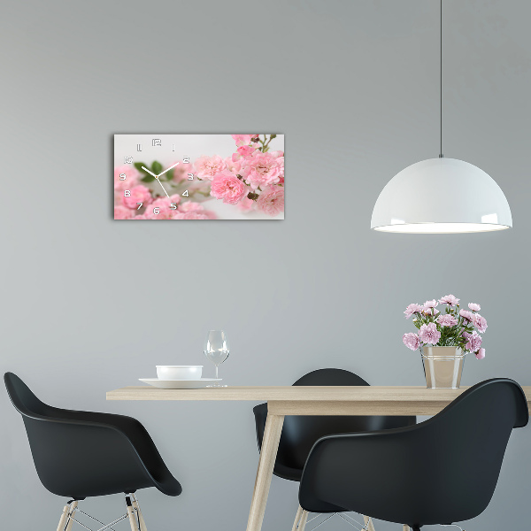 Horizontal wall clock Wild roses