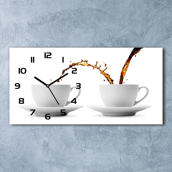 Horizontal wall clock Pouring coffee