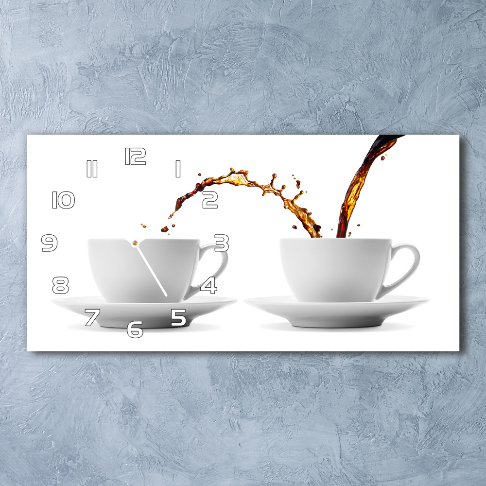 Horizontal wall clock Pouring coffee