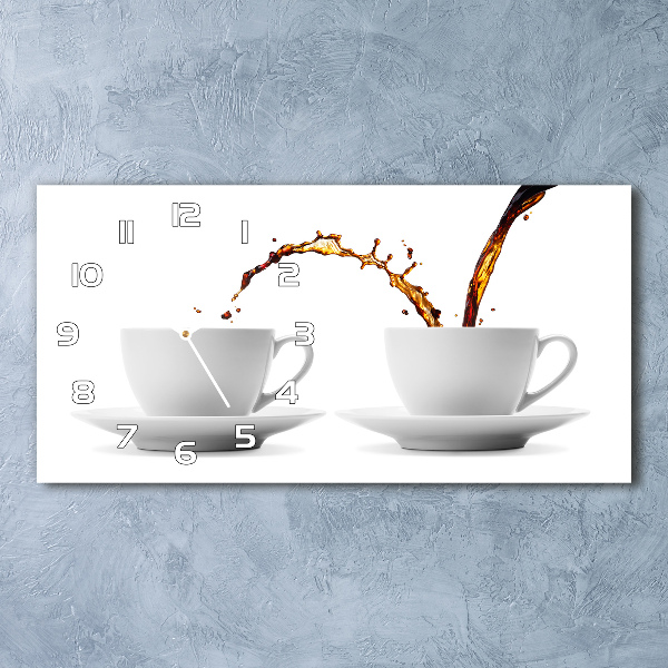 Horizontal wall clock Pouring coffee