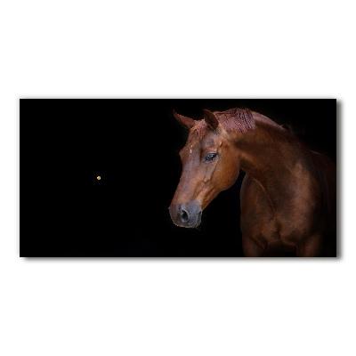 Horizontal wall clock Brown horse