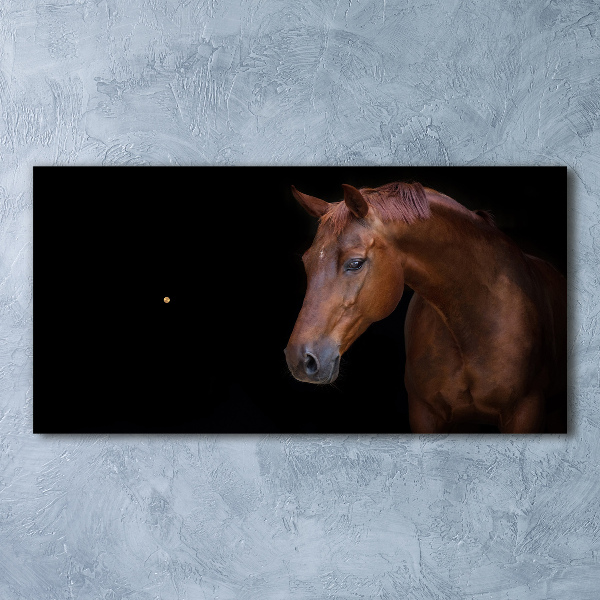 Horizontal wall clock Brown horse