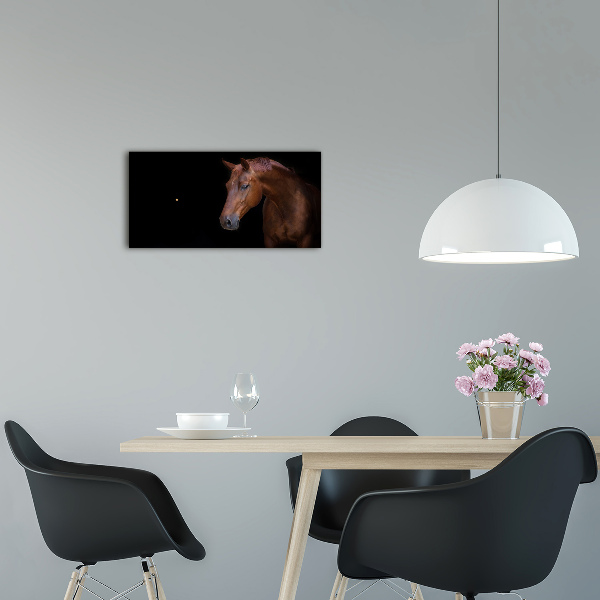 Horizontal wall clock Brown horse