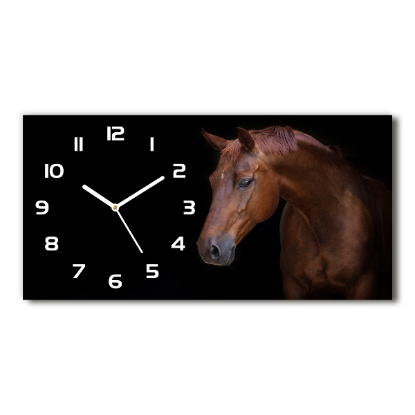 Horizontal wall clock Brown horse