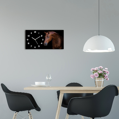 Horizontal wall clock Brown horse