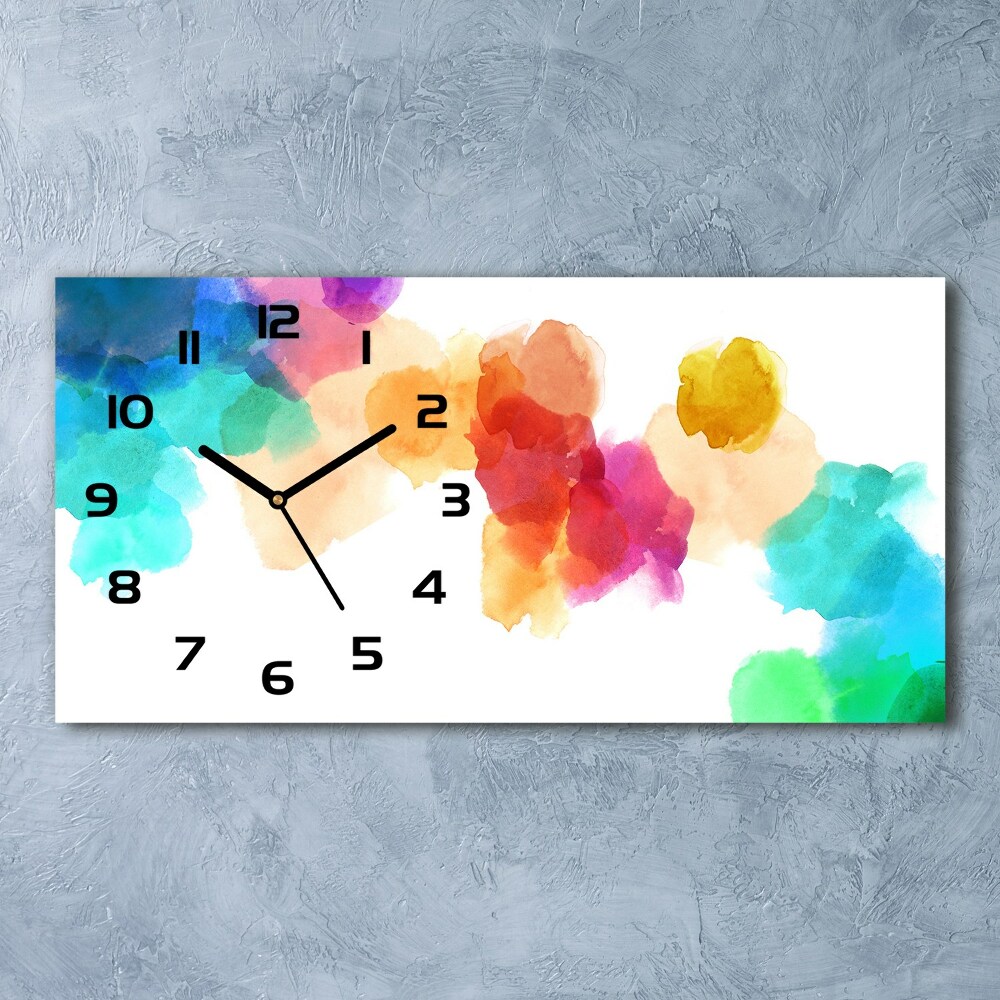 Horizontal rectangular wall clock Colorful spots