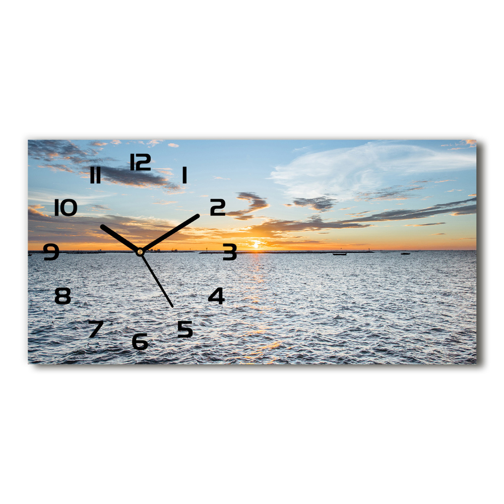 Horizontal rectangular wall clock Twilight by the sea