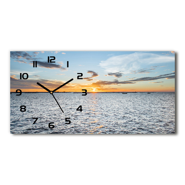 Horizontal rectangular wall clock Twilight by the sea