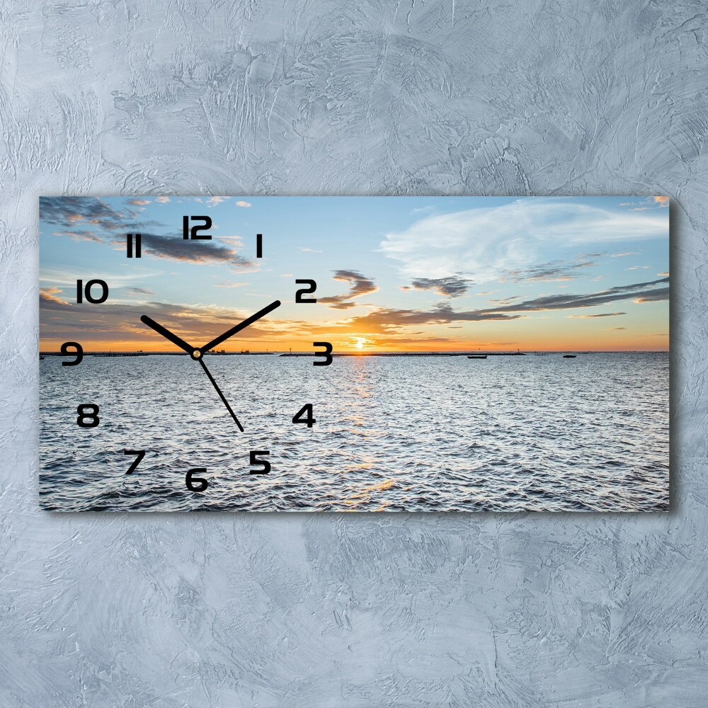 Horizontal rectangular wall clock Twilight by the sea