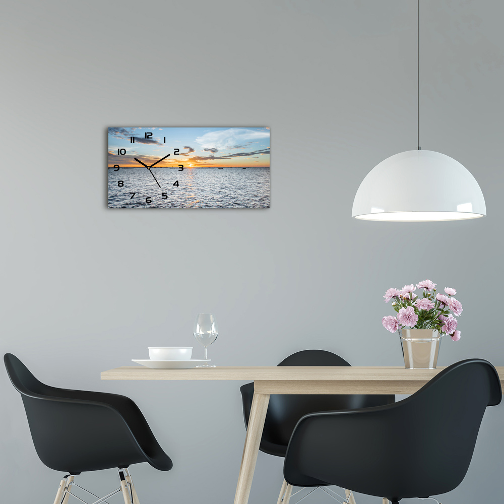 Horizontal rectangular wall clock Twilight by the sea