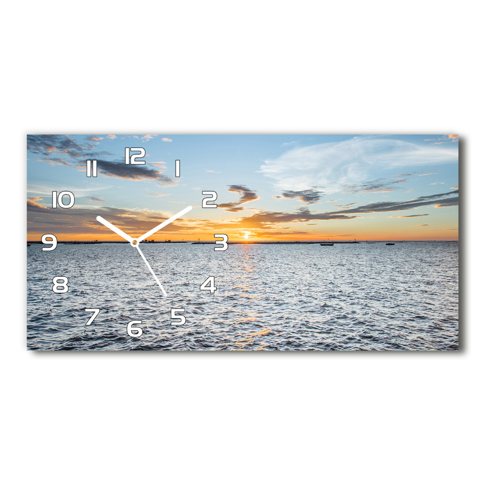 Horizontal rectangular wall clock Twilight by the sea