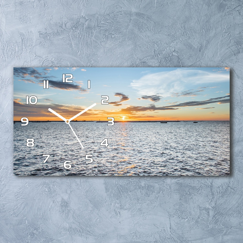 Horizontal rectangular wall clock Twilight by the sea