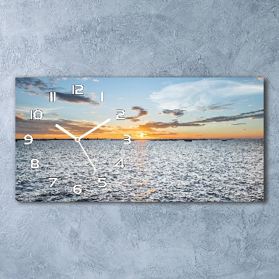 Horizontal rectangular wall clock Twilight by the sea