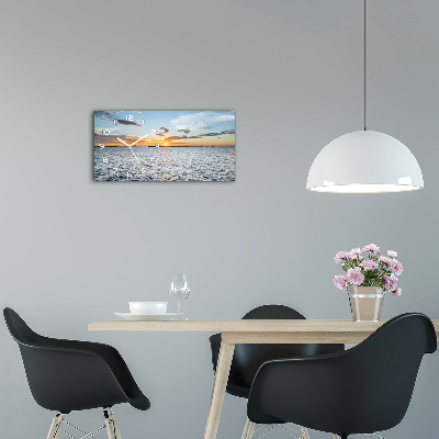 Horizontal rectangular wall clock Twilight by the sea