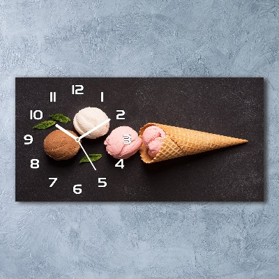 Horizontal rectangular wall clock Ice cream