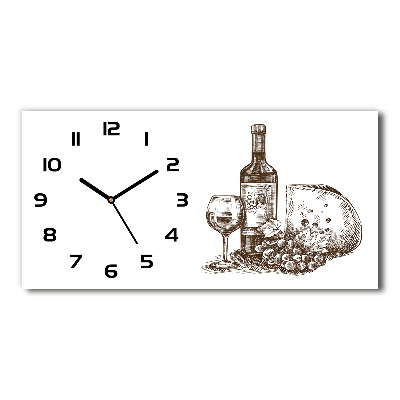 Horizontal rectangular wall clock Wine and snacks