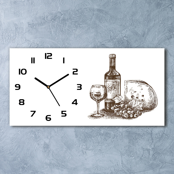 Horizontal rectangular wall clock Wine and snacks