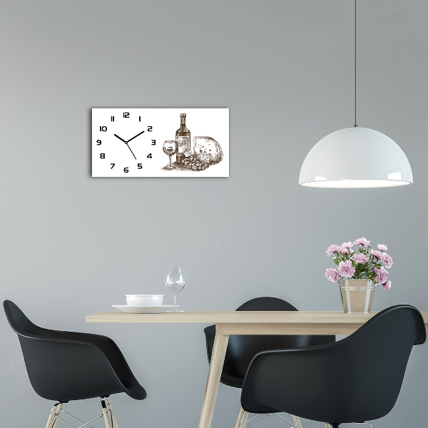 Horizontal rectangular wall clock Wine and snacks