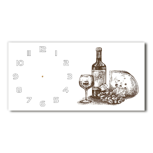 Horizontal rectangular wall clock Wine and snacks