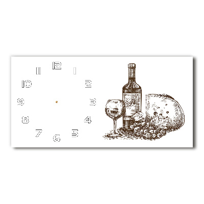 Horizontal rectangular wall clock Wine and snacks