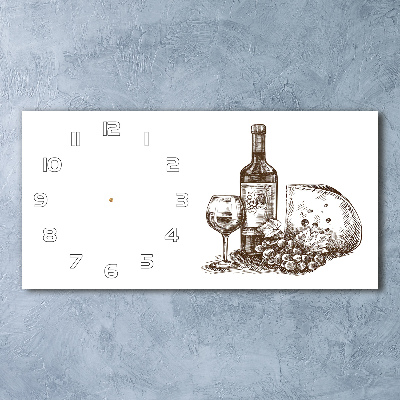 Horizontal rectangular wall clock Wine and snacks