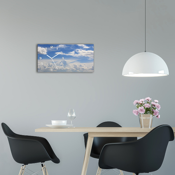 Horizontal rectangular wall clock Clouds in the sky