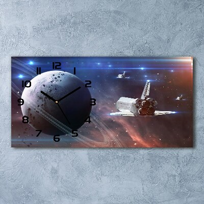 Horizontal rectangular wall clock Spacecraft