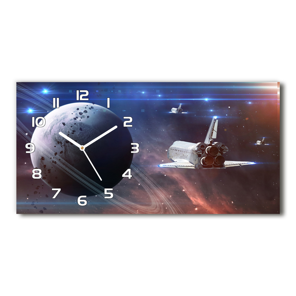 Horizontal rectangular wall clock Spacecraft