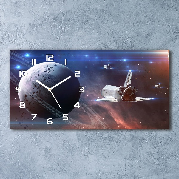 Horizontal rectangular wall clock Spacecraft