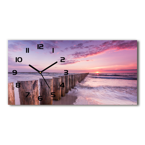 Horizontal wall clock Wooden breakwater