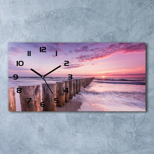 Horizontal wall clock Wooden breakwater