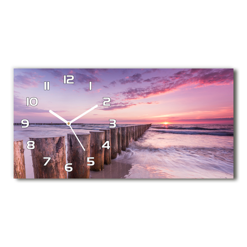 Horizontal wall clock Wooden breakwater