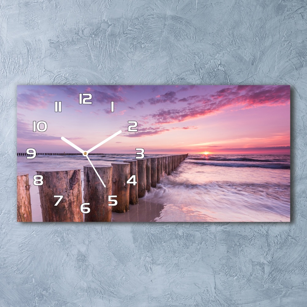 Horizontal wall clock Wooden breakwater