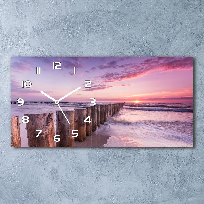 Horizontal wall clock Wooden breakwater