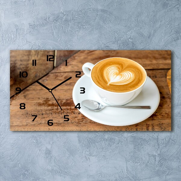 Horizontal wall clock Coffee in a cup