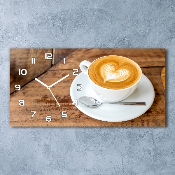 Horizontal wall clock Coffee in a cup