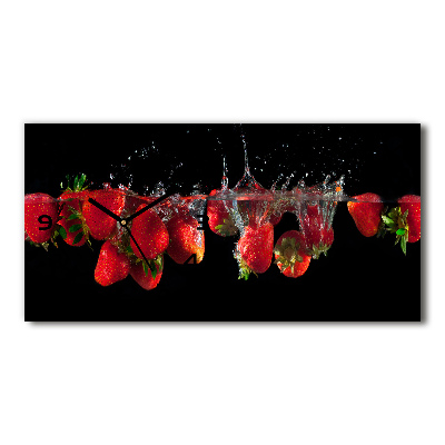 Horizontal wall clock Strawberries under water