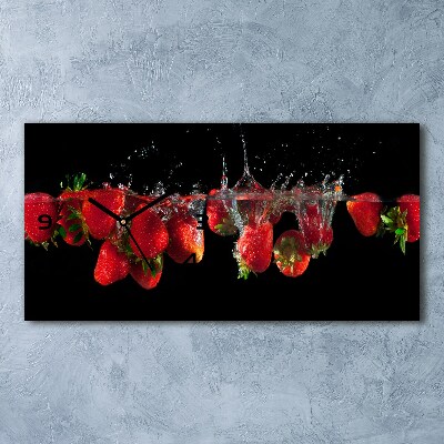 Horizontal wall clock Strawberries under water