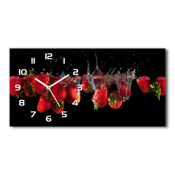 Horizontal wall clock Strawberries under water