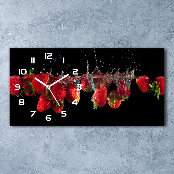 Horizontal wall clock Strawberries under water