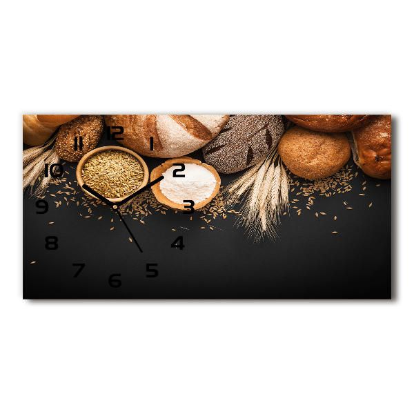 Horizontal rectangular wall clock Bread and wheat