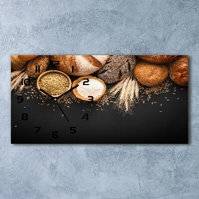 Horizontal rectangular wall clock Bread and wheat