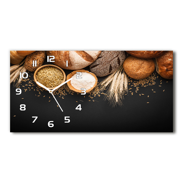 Horizontal rectangular wall clock Bread and wheat