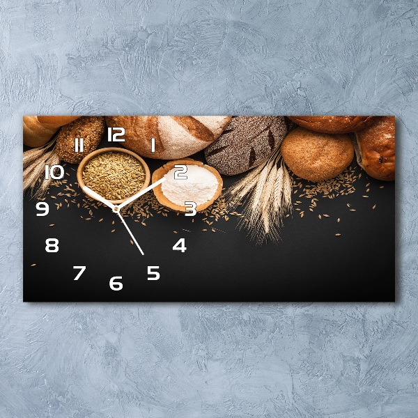 Horizontal rectangular wall clock Bread and wheat