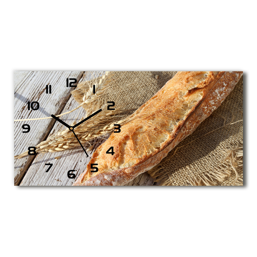 Horizontal rectangular wall clock Fresh baguette