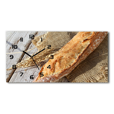 Horizontal rectangular wall clock Fresh baguette