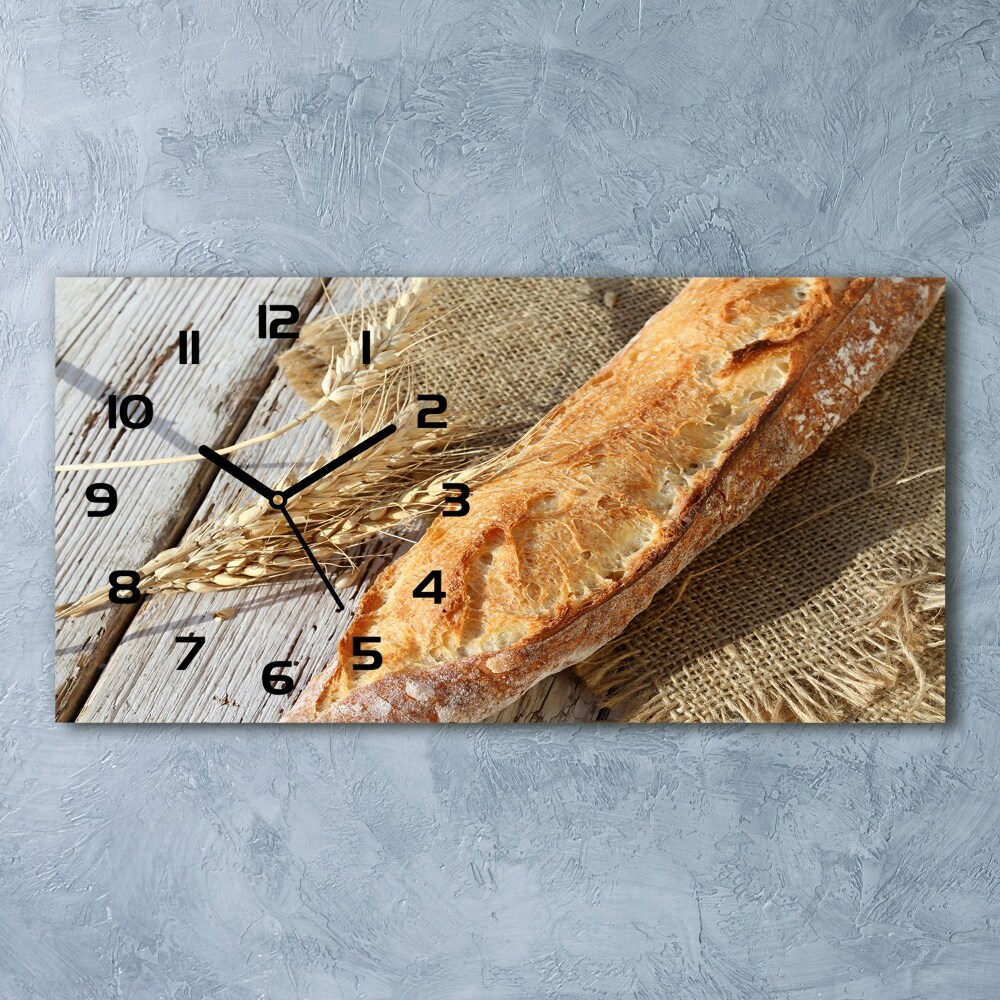 Horizontal rectangular wall clock Fresh baguette