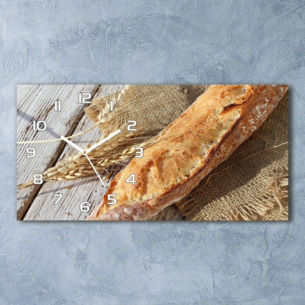 Horizontal rectangular wall clock Fresh baguette